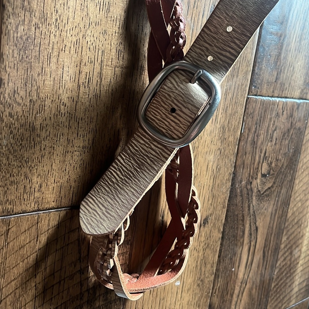Gold FOSSIL woven leather belt - Picture 6 of 6